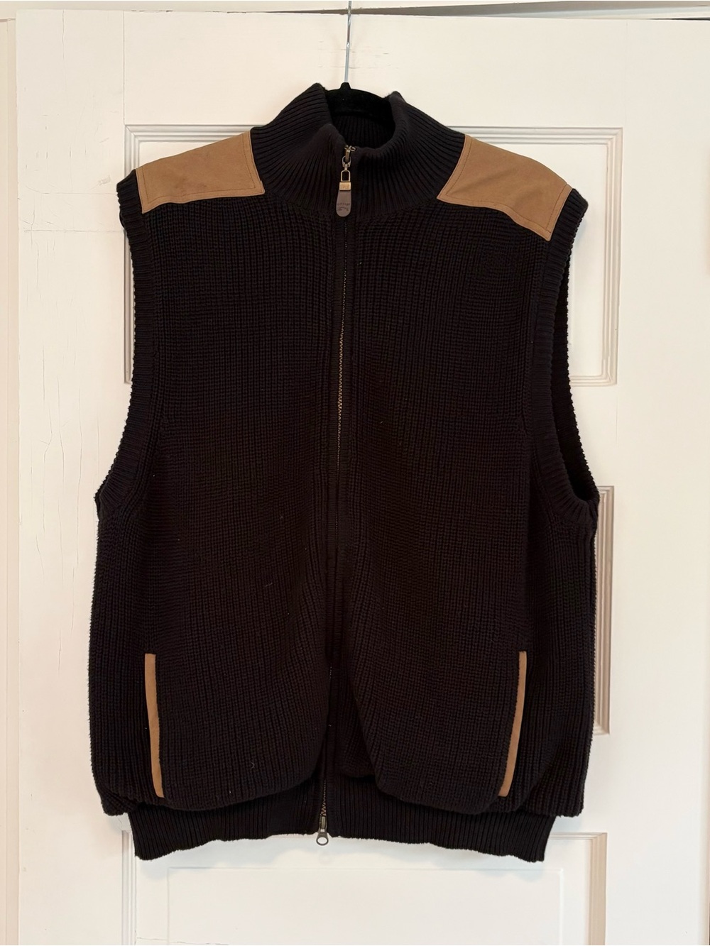 Orvis Vest Mens Medium Black Knit Full Zip Jacket Sweater Vest Black Pockets